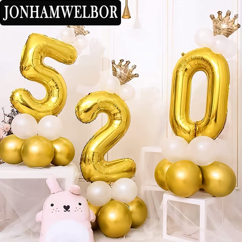 Jonhamwelbor 50 Number Balloons Gold Big Giant Jumbo Number 50 Foil Mylar Balloons for 50th Birthday Party Supplies 50 Anniversary Events Decorations - Image 4